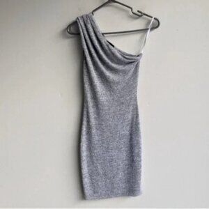 Aritzia Wilfred one shoulder gray bodycon mini dress